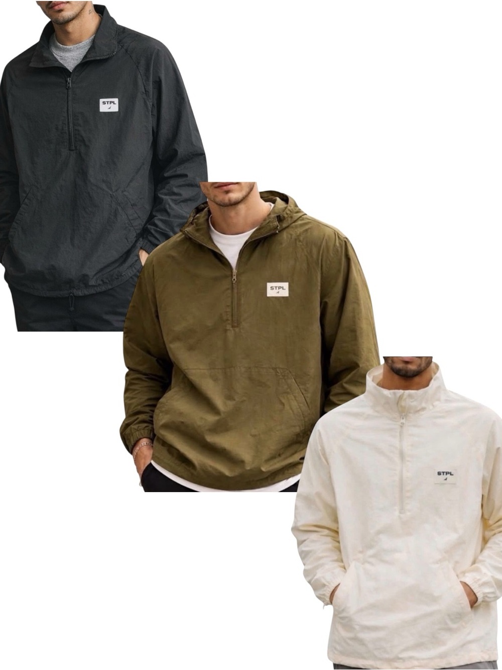 Staple Pigeon STPL Quarter Zip Jackets Sz L Green, Cream, or Black NWT